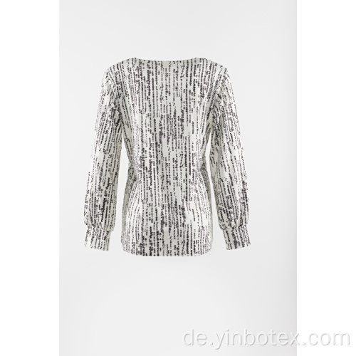 Bedruckter Langarm-Pullover mit fester Unterseite